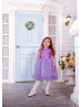 Purple Lace Tulle Flower Girl Dress With Bow Sash